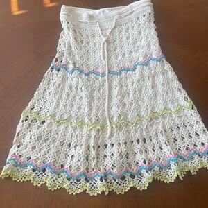 Nanette Lepore Multicolor A-Line Resort Midi Crochet Skirt